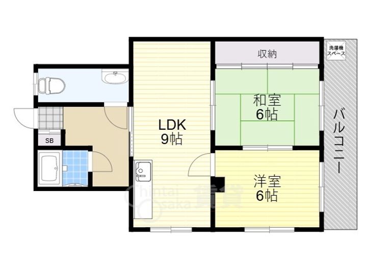 大阪府豊中市上野西4丁目の賃貸マンションの間取り