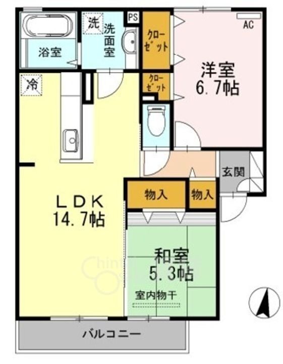 大阪府箕面市稲1丁目の賃貸アパートの間取り
