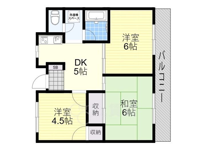 大阪府茨木市鮎川4丁目の賃貸マンションの間取り