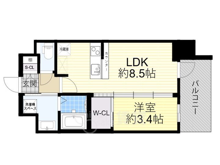 大阪府大阪市東淀川区東中島4丁目の賃貸マンションの間取り
