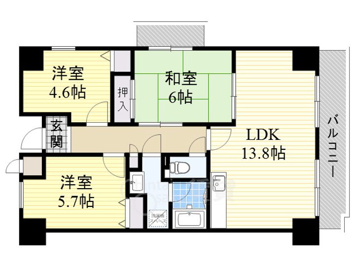 大阪府吹田市桃山台5丁目の賃貸マンションの間取り