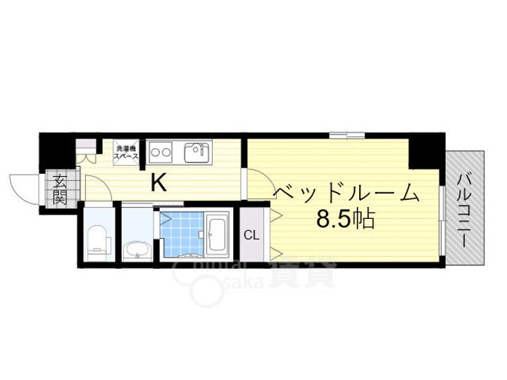大阪府茨木市駅前3丁目の賃貸マンションの間取り