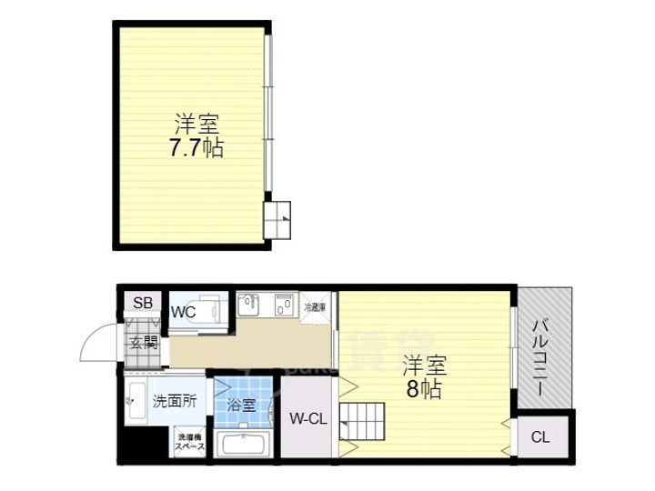 大阪府大阪市北区錦町の賃貸マンションの間取り
