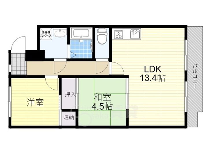 大阪府茨木市星見町の賃貸マンションの間取り
