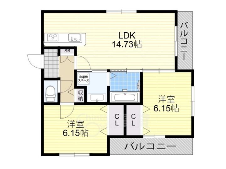 大阪府茨木市太田2丁目の賃貸アパートの間取り