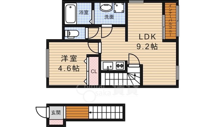 大阪府池田市住吉2丁目の賃貸アパートの間取り