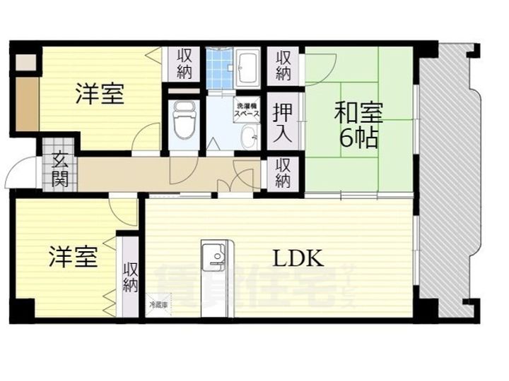 大阪府豊中市上新田3丁目の賃貸マンションの間取り