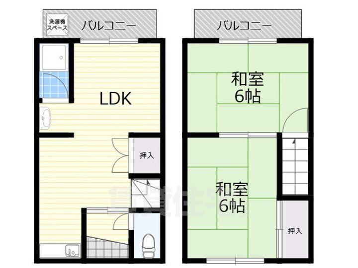 大阪府東大阪市出雲井町(一戸建)の賃貸物件の間取り