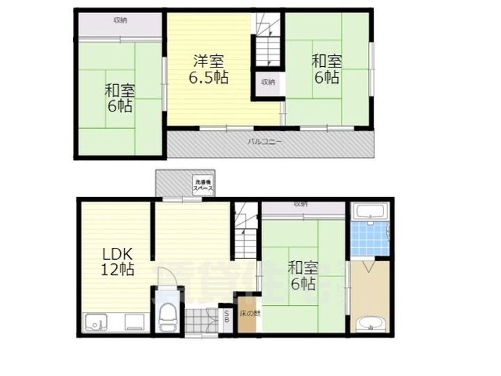 大阪府羽曳野市高鷲6丁目(一戸建)の賃貸物件1の間取り