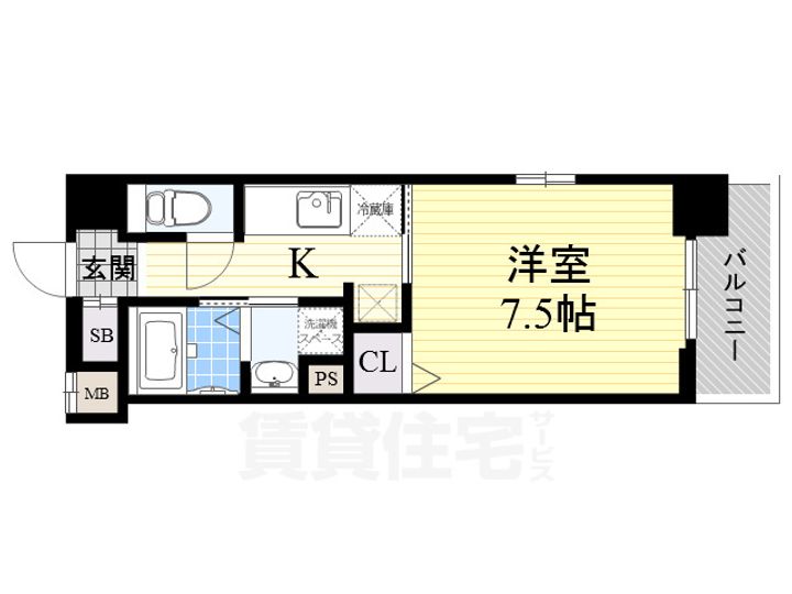 大阪府堺市堺区出島海岸通1丁の賃貸マンションの間取り