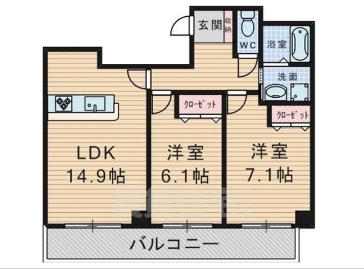 大阪府豊中市長興寺南4丁目の賃貸マンションの間取り