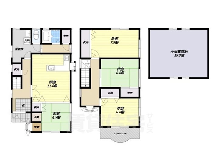 大阪府東大阪市五条町(一戸建)の賃貸物件の間取り