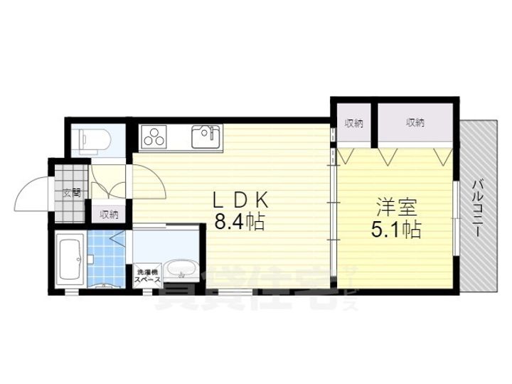 大阪府寝屋川市萱島桜園町の賃貸アパートの間取り