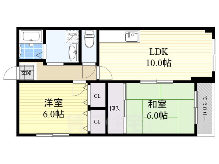 大阪府豊中市上野西2丁目の賃貸マンションの間取り