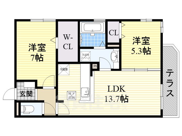 大阪府茨木市畑田町の賃貸アパートの間取り