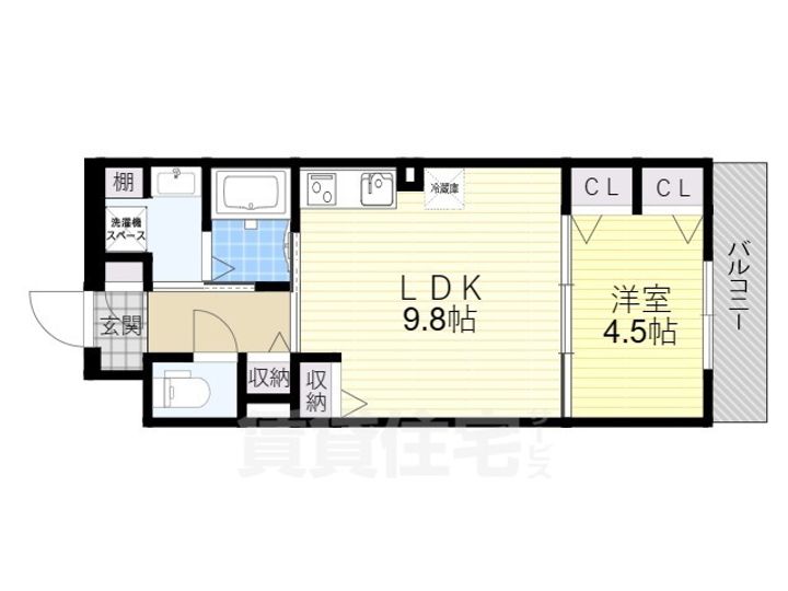 大阪府高石市高師浜4丁目の賃貸マンションの間取り