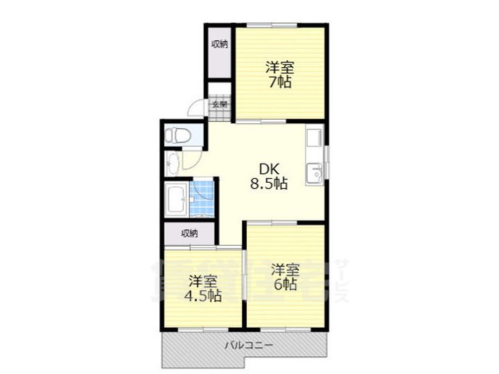大阪府堺市北区大豆塚町2丁の賃貸マンションの間取り