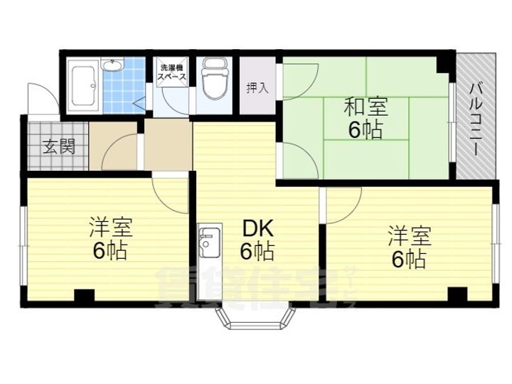 大阪府寝屋川市上神田1丁目の賃貸マンションの間取り
