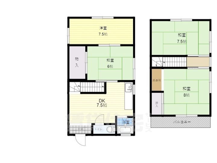 大阪府富田林市楠風台1丁目(一戸建)の賃貸物件の間取り