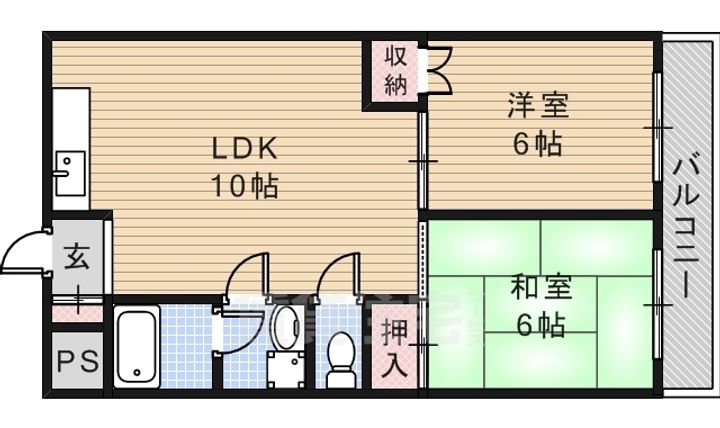 大阪府茨木市水尾1丁目の賃貸マンションの間取り