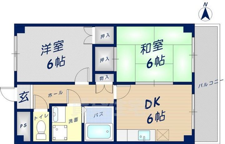 大阪府東大阪市本町の賃貸マンションの間取り