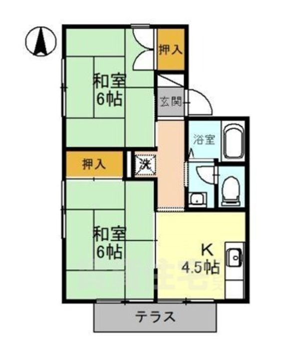 京都府京都市右京区嵯峨大覚寺門前六道町の賃貸アパートの間取り