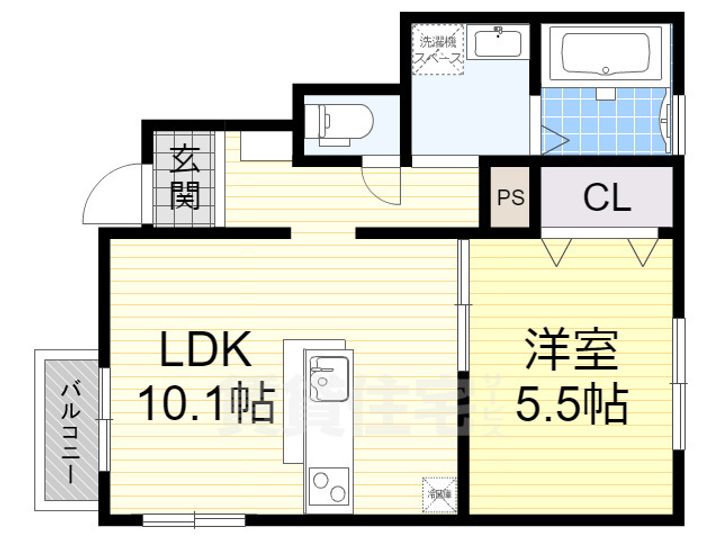 大阪府茨木市駅前3丁目の賃貸アパートの間取り