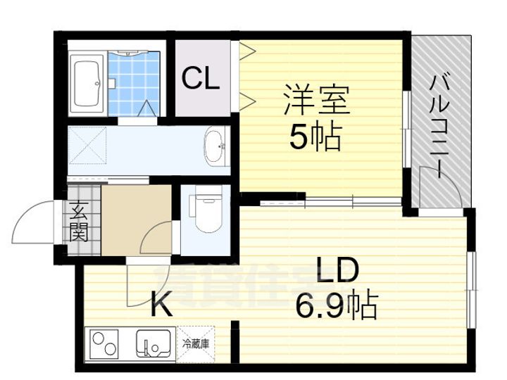 大阪府東大阪市額田町の賃貸アパートの間取り