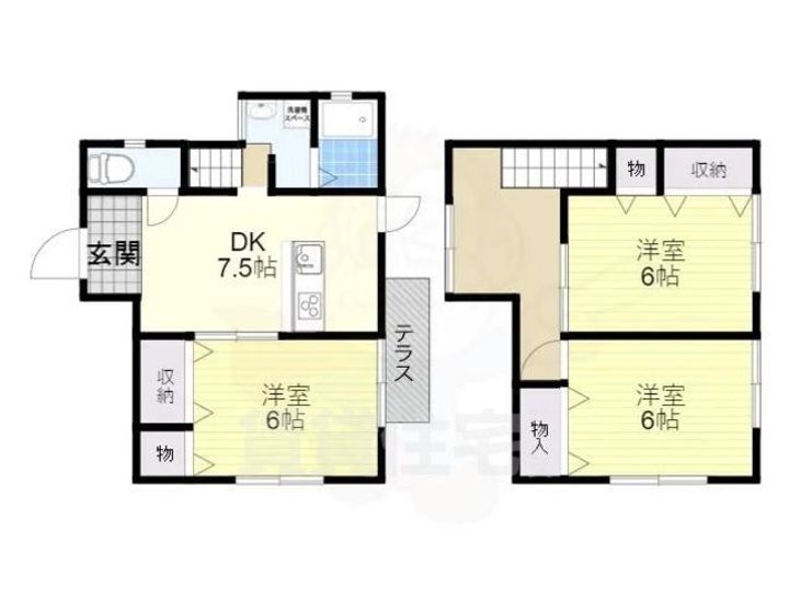 大阪府茨木市真砂1丁目(一戸建)の賃貸物件の間取り