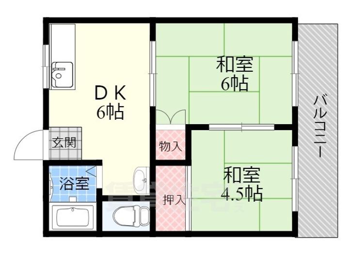 大阪府豊中市若竹町1丁目の賃貸アパートの間取り