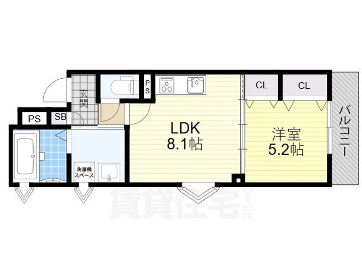 大阪府門真市野里町の賃貸アパートの間取り