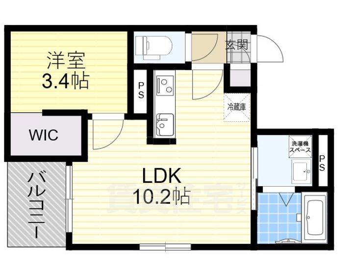 大阪府堺市堺区南清水町1丁の賃貸アパートの間取り