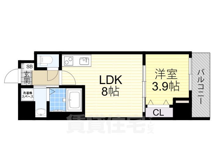 大阪府堺市堺区甲斐町東4丁の賃貸マンションの間取り