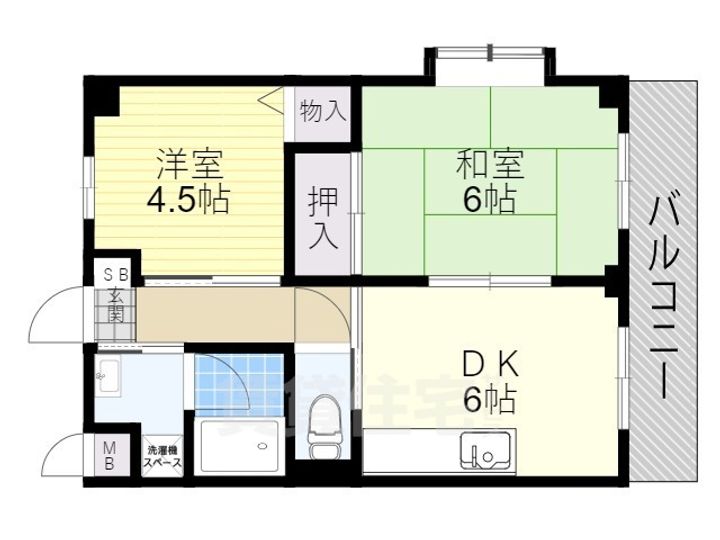 大阪府豊中市野田町の賃貸マンションの間取り