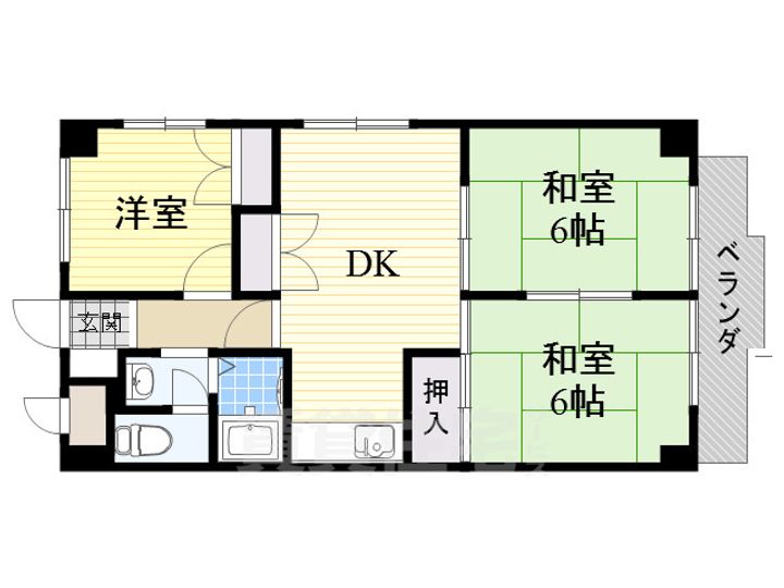大阪府大阪市住吉区我孫子東2丁目の賃貸マンションの間取り