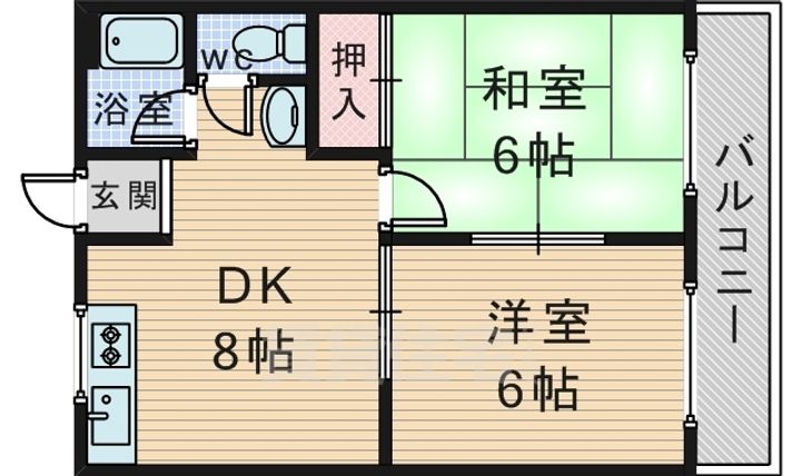 大阪府豊中市螢池中町2丁目の賃貸マンションの間取り