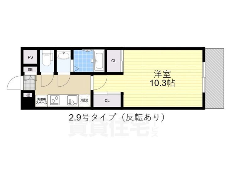 大阪府堺市堺区甲斐町東1丁の賃貸マンションの間取り