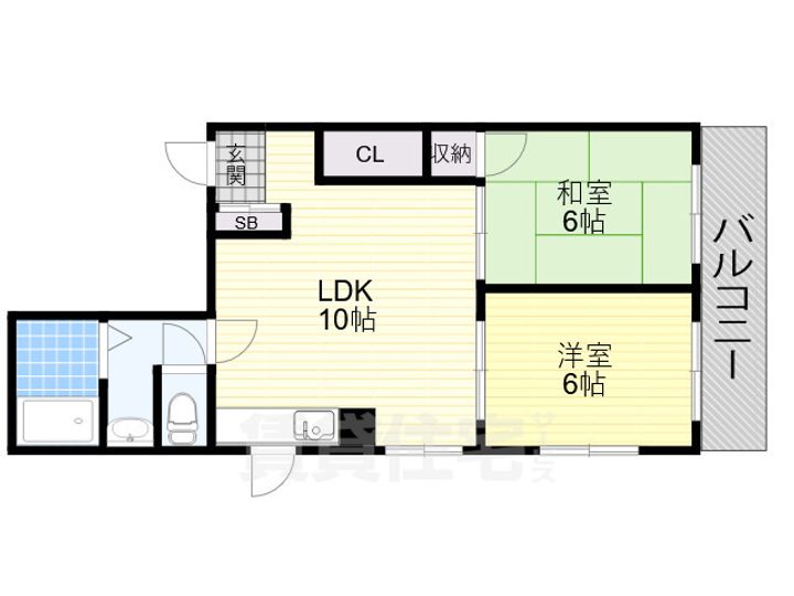 大阪府茨木市双葉町の賃貸マンションの間取り
