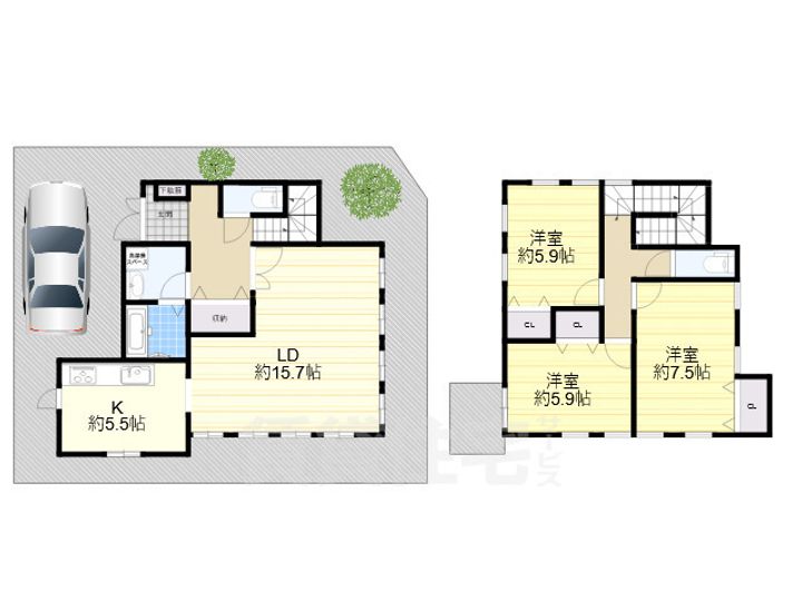 大阪府吹田市佐井寺3丁目(一戸建)の賃貸物件の間取り
