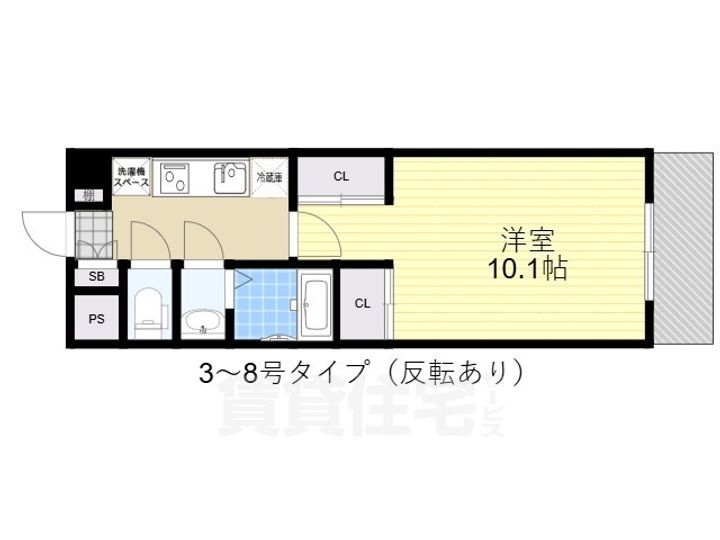 大阪府堺市堺区甲斐町東1丁の賃貸マンションの間取り