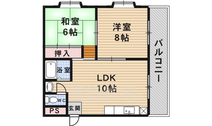 大阪府堺市東区日置荘北町2丁の賃貸マンションの間取り