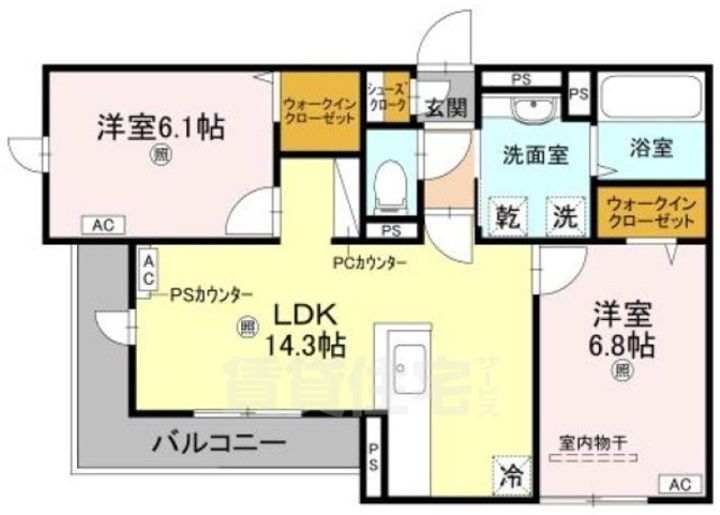 大阪府三島郡島本町桜井5丁目の賃貸アパートの間取り