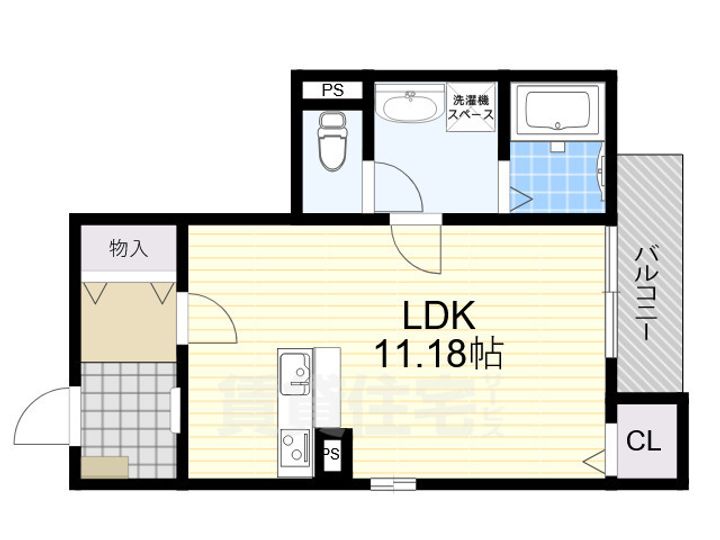 大阪府大阪狭山市池尻中1丁目の賃貸アパートの間取り