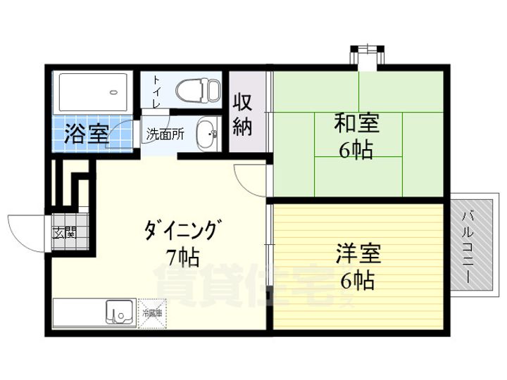 兵庫県伊丹市稲野町2丁目の賃貸アパートの間取り