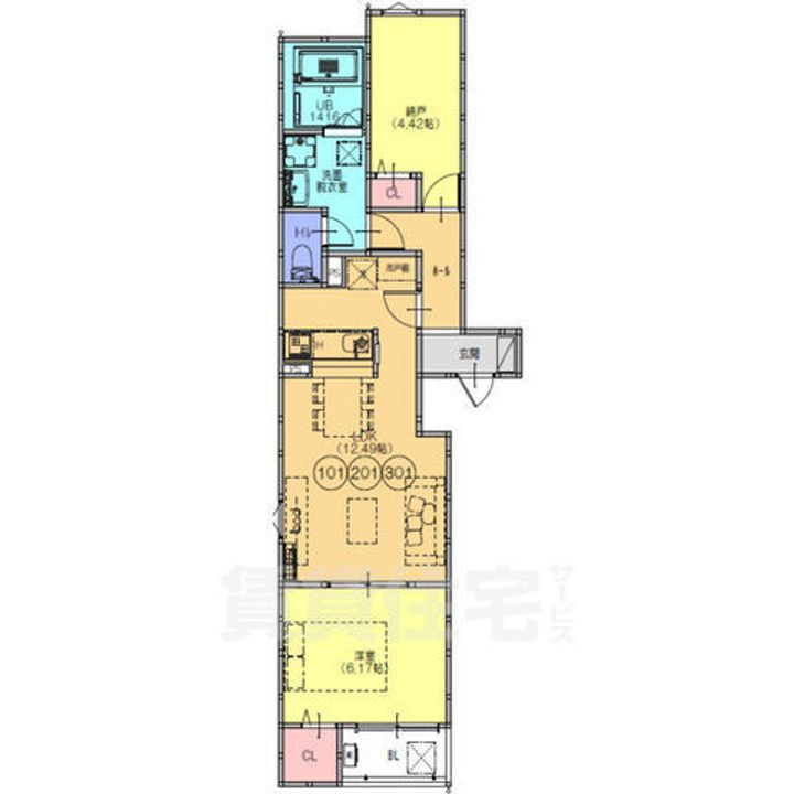 大阪府泉大津市東港町の賃貸アパートの間取り