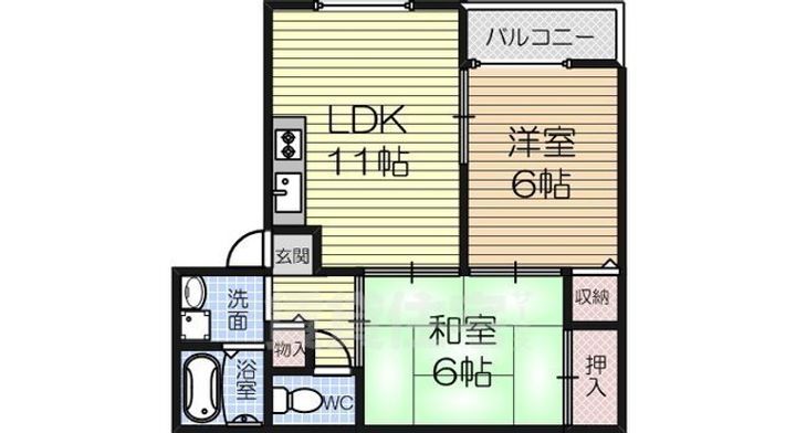大阪府高石市加茂4丁目の賃貸マンションの間取り