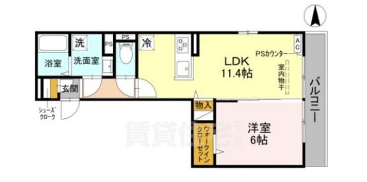 京都府京都市西京区御陵荒木町の賃貸アパートの間取り