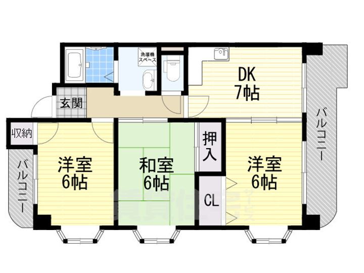 大阪府大阪市住吉区山之内4丁目の賃貸マンションの間取り