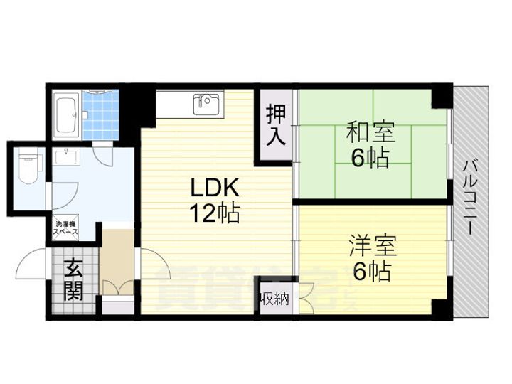 大阪府吹田市山田東1丁目の賃貸マンションの間取り