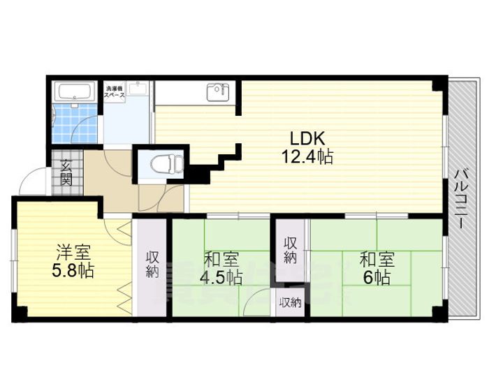 大阪府吹田市佐井寺1丁目の賃貸マンションの間取り